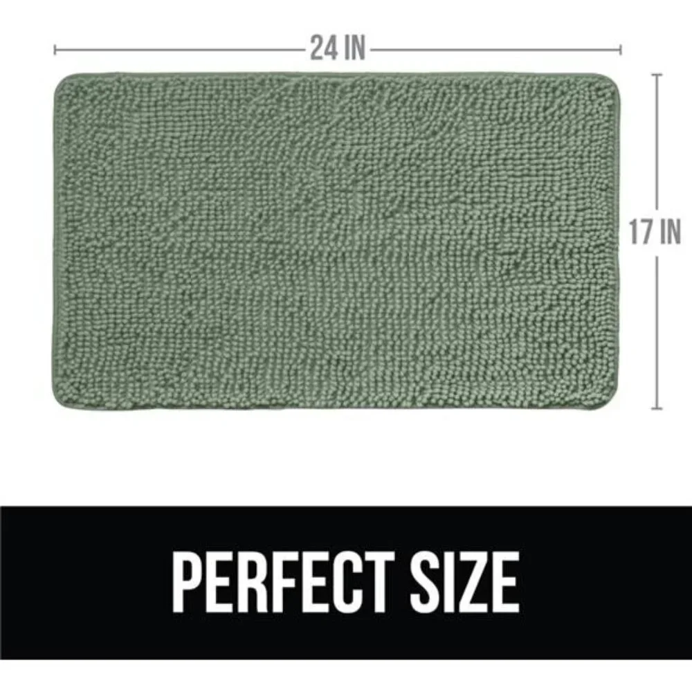 Chenille Bathroom Rug Soft Absorbent Quick Dry Shower Bath Mat Plush Sage